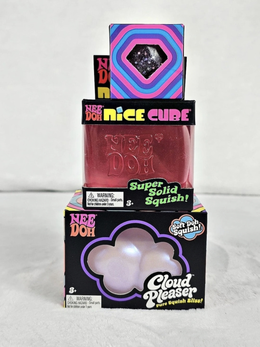 Nee Doh Nice Cube Cloud Pleaser Groovy Jewel Bundle Lot Of 3 Squishy Schylling